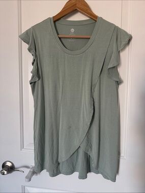 Kindred Bravely Sage Green Ruffle Sleeve Draped Tunic